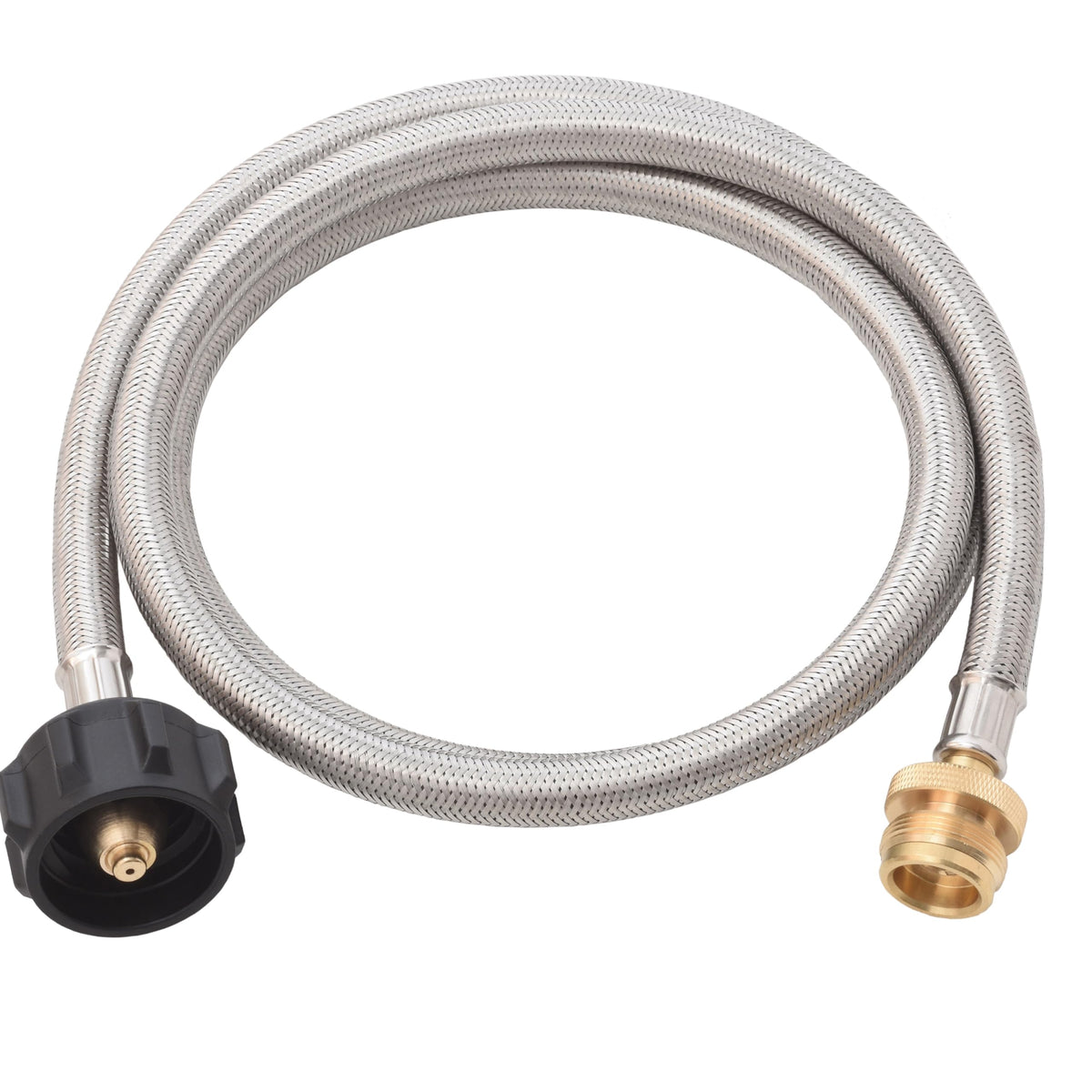 Flame King steel braided hose 5ft with secure brass fittings for propane connections