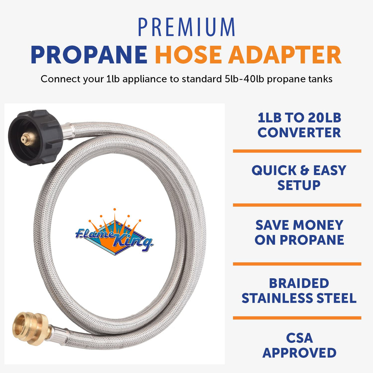 Flame King brass connection offers durability for secure hose linkage