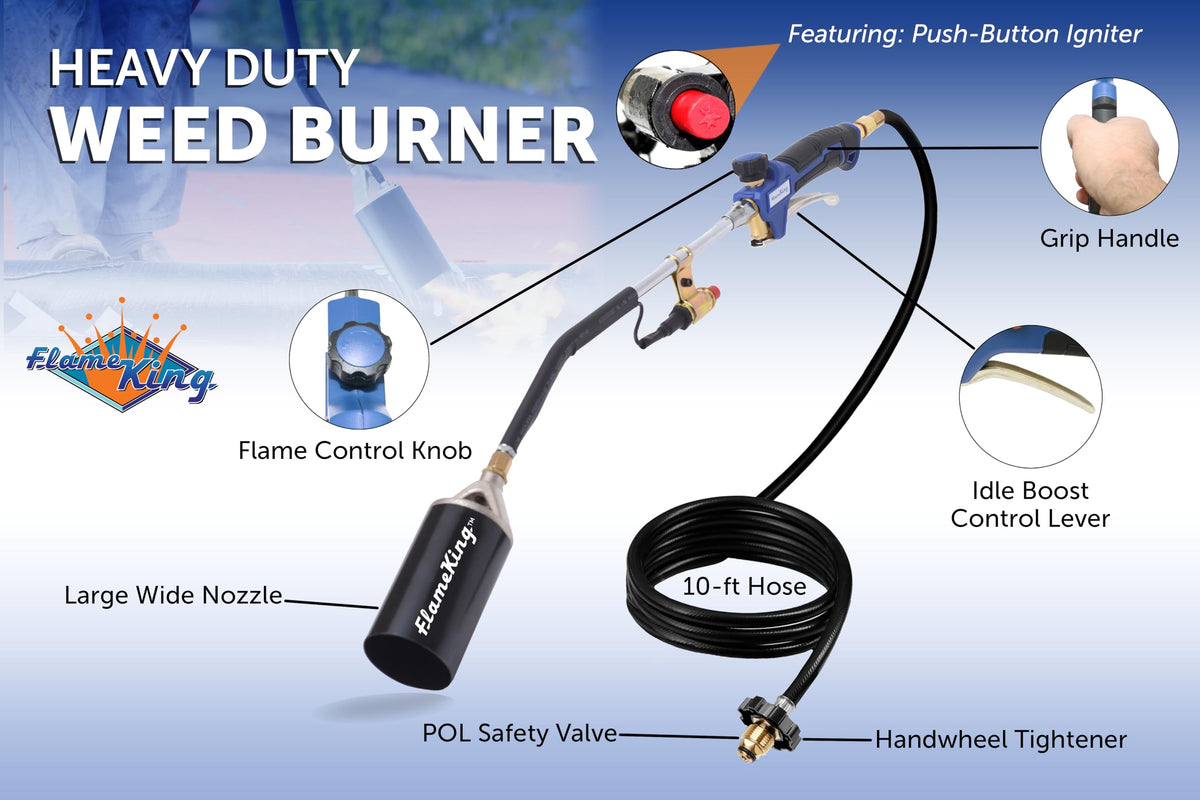 Flame King heavy-duty weed burner with 340k BTU power.