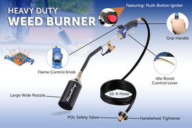 Flame King heavy-duty weed burner with 340k BTU power.