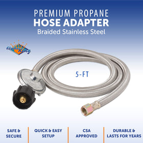 Flame King low-pressure regulator in use with grill for efficient flame control.