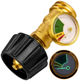 Flame King propane tank gauge dial shows remaining fuel for easy planning