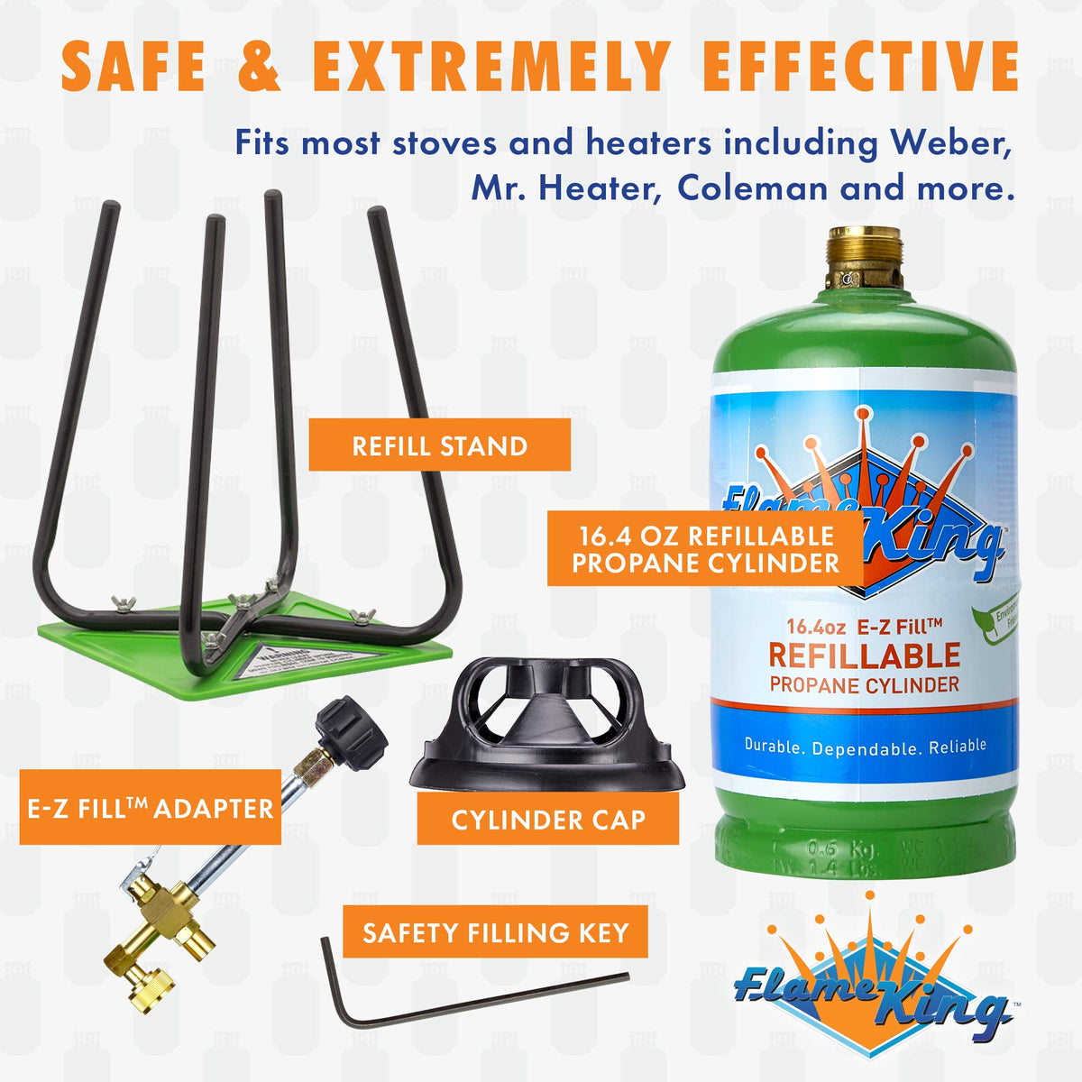 Flame King refill instructions video showing quick backyard refills