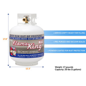 Flame King YSN230b powder-coated finish resists rust outdoors.