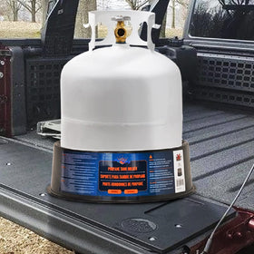 Flame King YSNPBS base stabilizer in storage/vehicle setup for transport