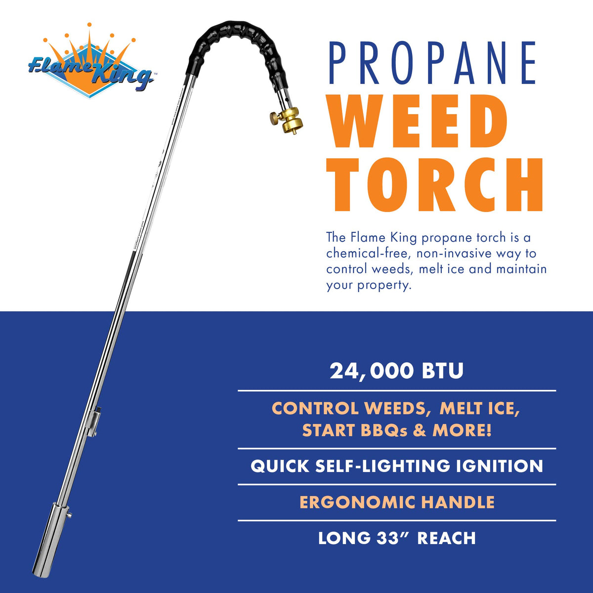 Flame King YSNPQ810CGA delivers up to 24,000 BTU for versatile outdoor tasks.
