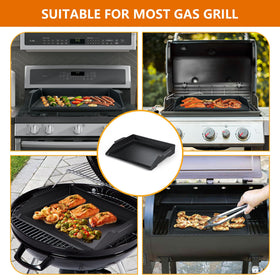FlameDuty 17x13 griddle fits many grills, expanding outdoor cooking options.