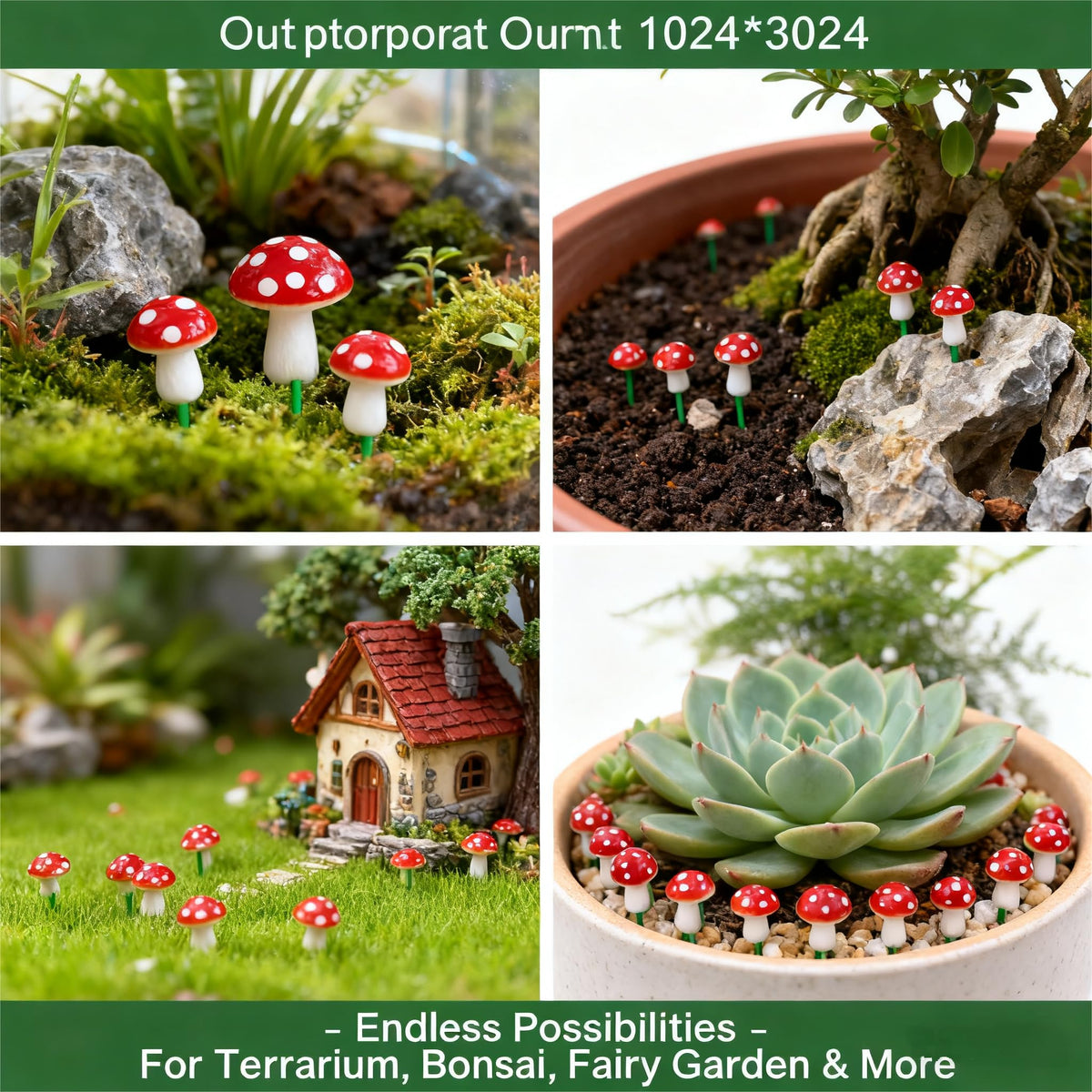 FlamingoCasa bonsai mushrooms decor: durable PVC accents resisting fading and pests.