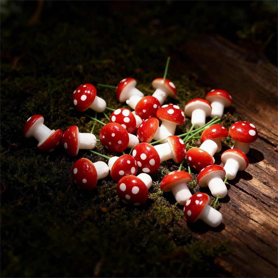 FlamingoCasa mushrooms mini-collection: tiny terrarium accents for lush bonsai displays.