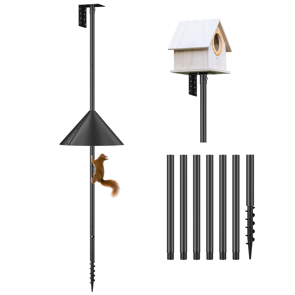 Flanagan 92-Inch pole mount with top platform for versatile bird house placement and easy viewing.
