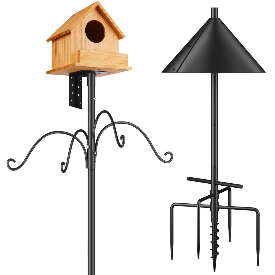 Flanagan bird feeders pole base assembly for a stable garden setup.