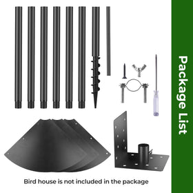 Flanagan dual-purpose platform supports various bird houses for flexible arrangements.