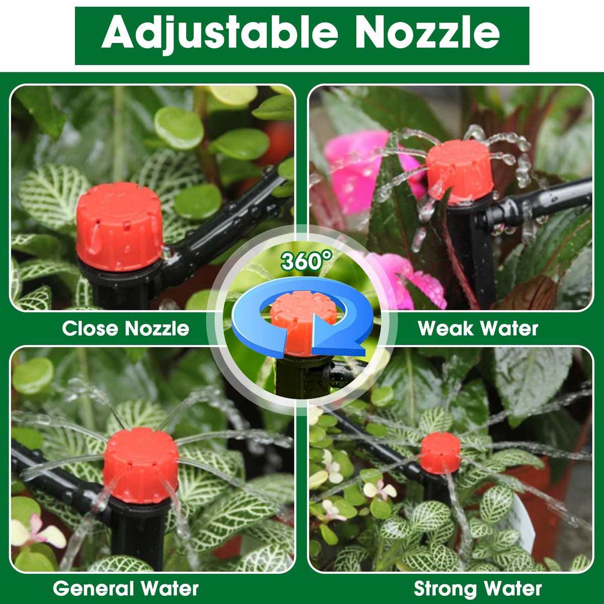 Flantor adjustable nozzles demonstrated for independent plant water control