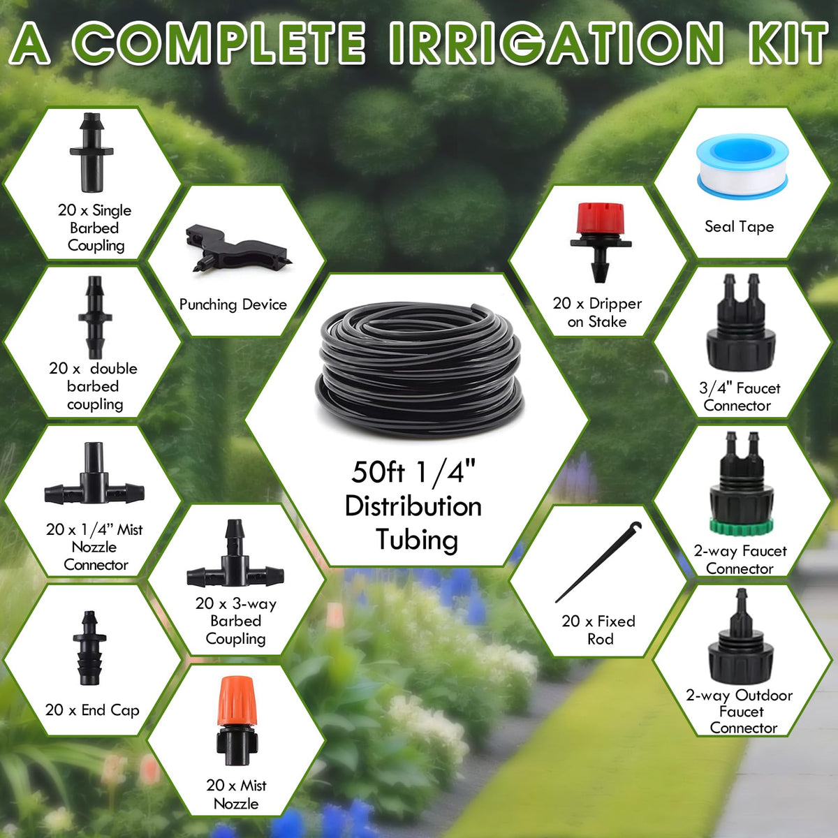 Flantor irrigation kit on a patio proving convenient automatic watering