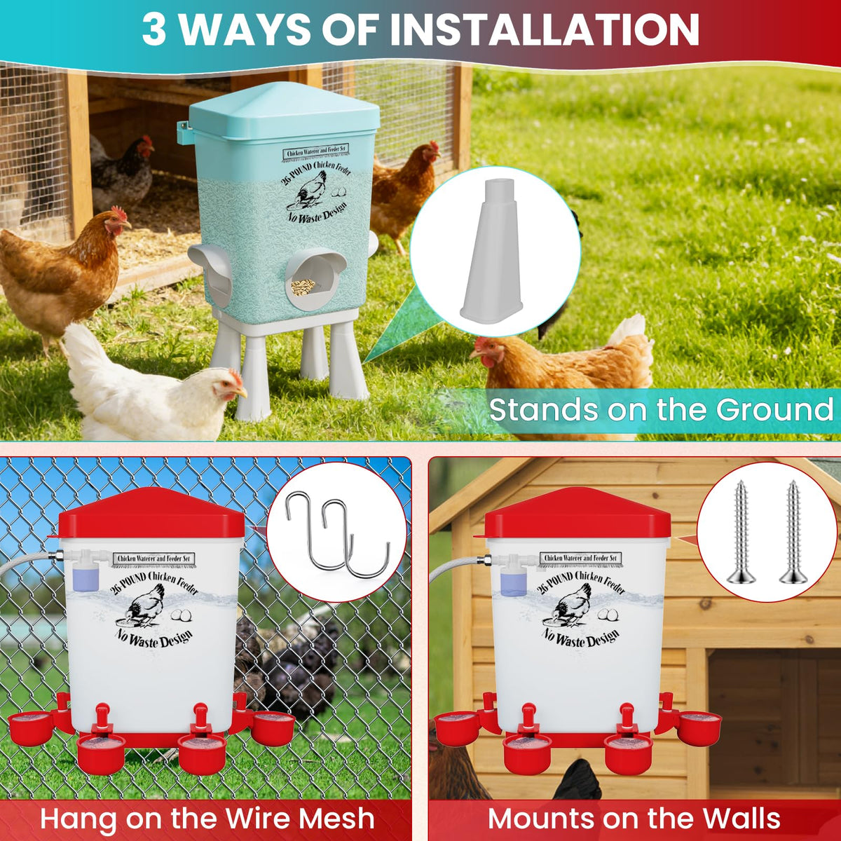 Flapiki hanging or standing installation fits varied coop layouts