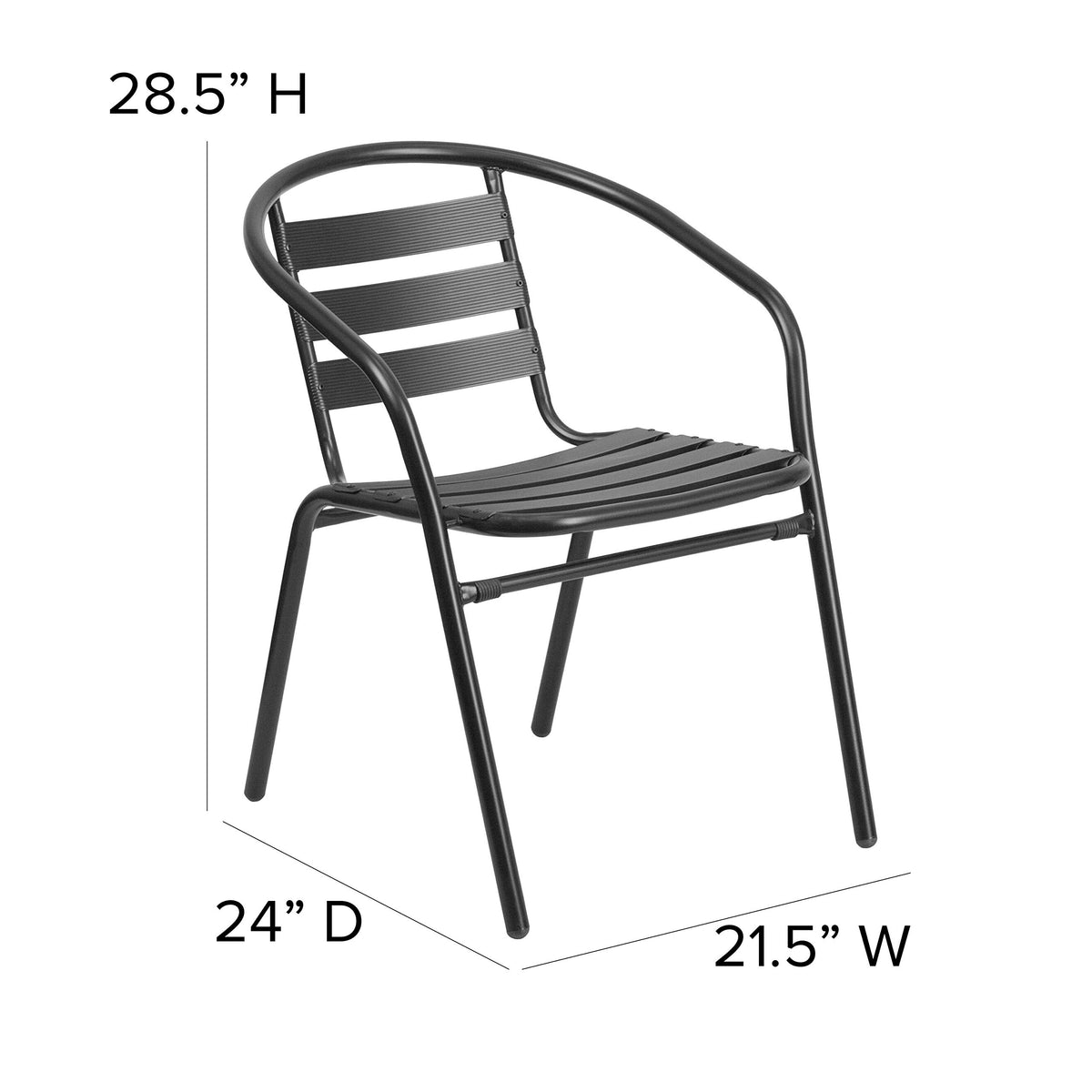 Flash Furniture all-weather aluminum restaurant chair with cross braces for stability.