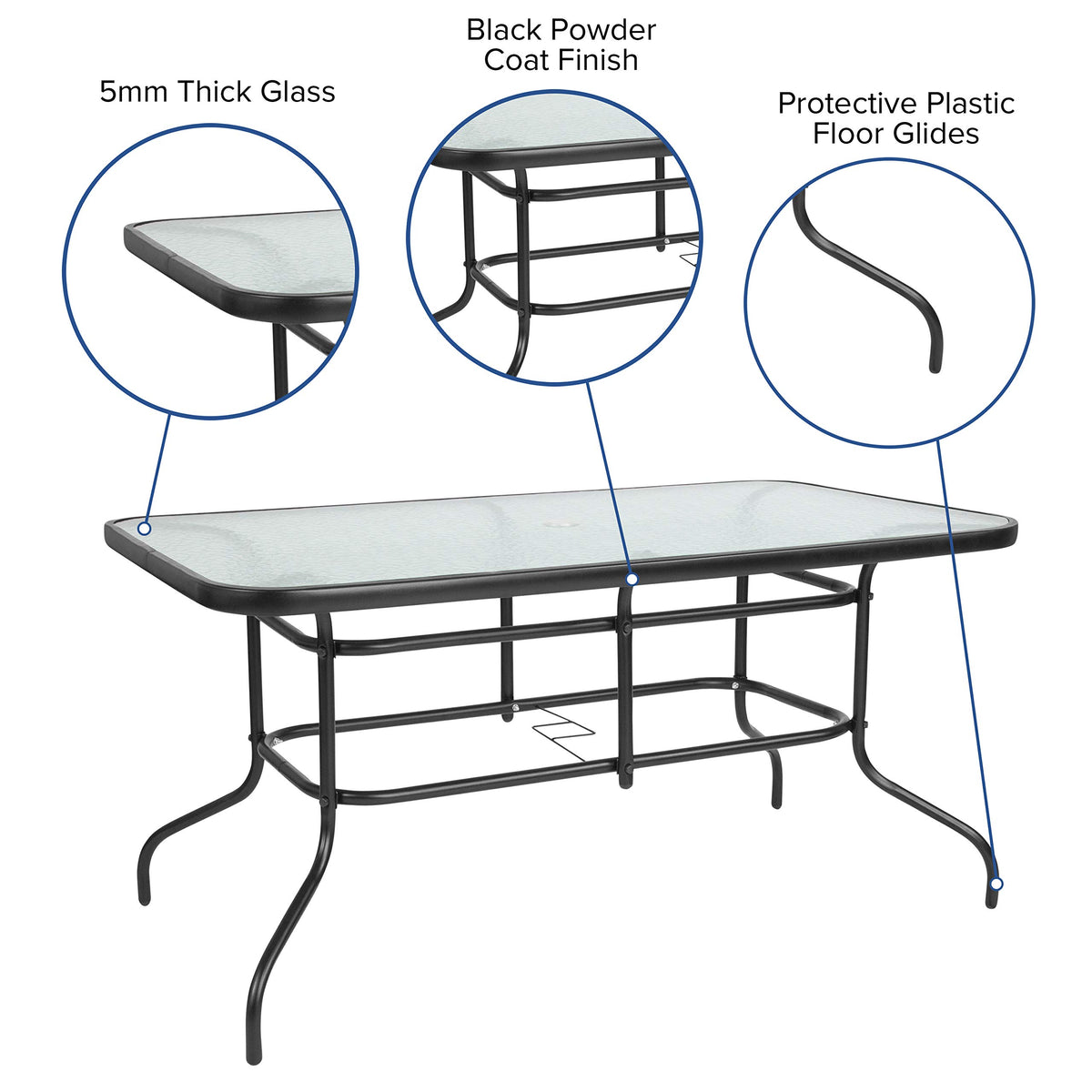 Flash Furniture Tory black powder-coated frame offers durable, weather-ready support