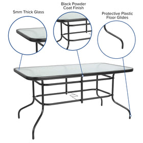 Flash Furniture Tory black powder-coated frame offers durable, weather-ready support