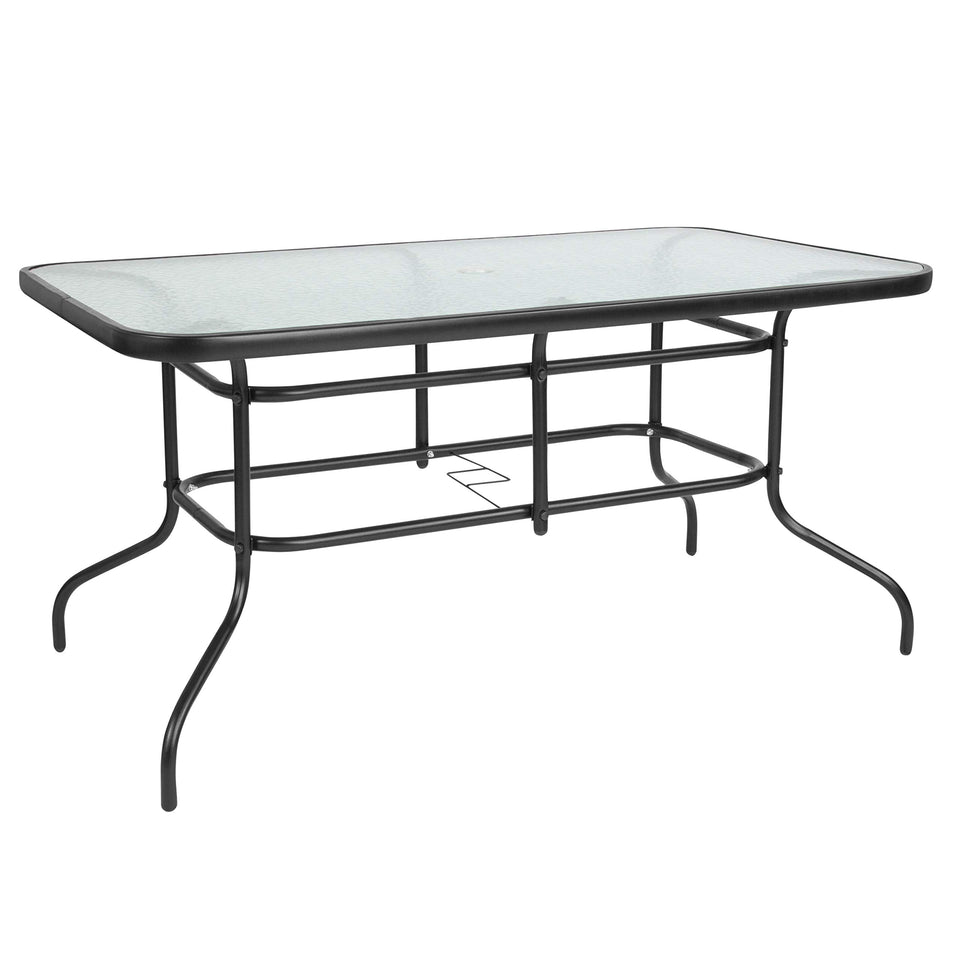 Flash Furniture Tory rippled glass tabletop with a smooth, level surface for outdoor meals