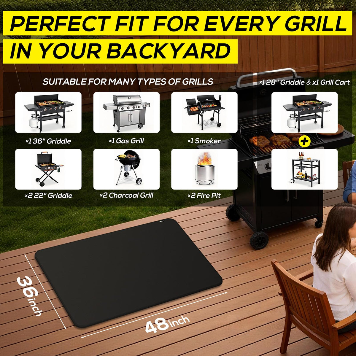 FLASLD BBQ mat easy-clean roll-up design stores compactly