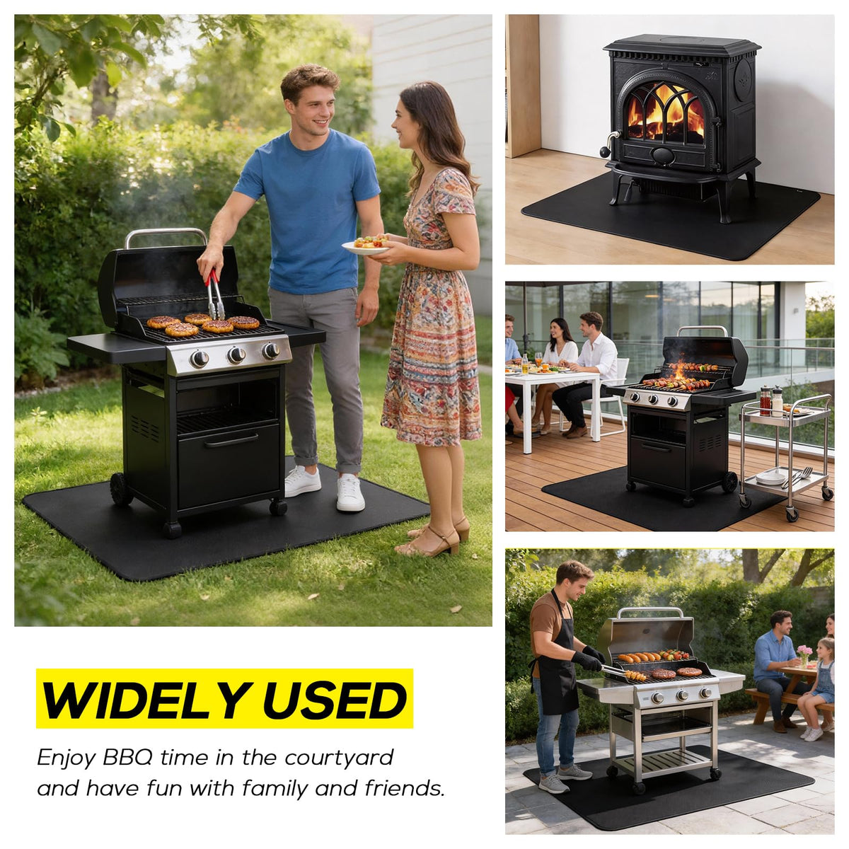 FLASLD BBQ mat table­top use under portable grill for clean surfaces