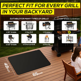 FLASLD under-bbq-mat easy-clean simplifies cleanup with damp wipe or soap