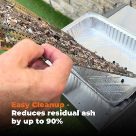 Heavy-duty stainless grid sears at high heat while keeping chips contained.