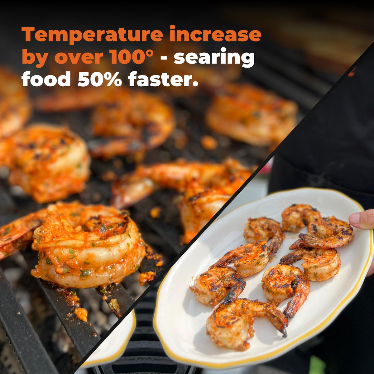 FlavrQ tool-free installation on the grill for quick setup.