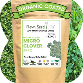 Flawn Seed Kits micro clover seed bag with organic coating for easy sowing.