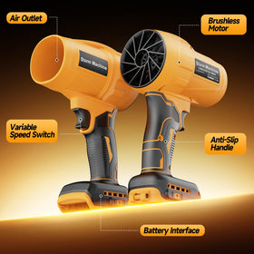 Fledukten blower compatible with DEWALT 20V batteries.