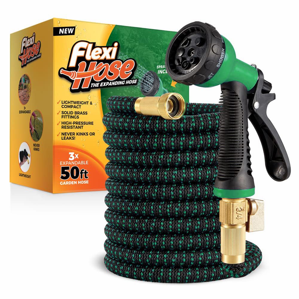 Flexi Hose 50ft expandable hose extends to reach wide gardens with ease.