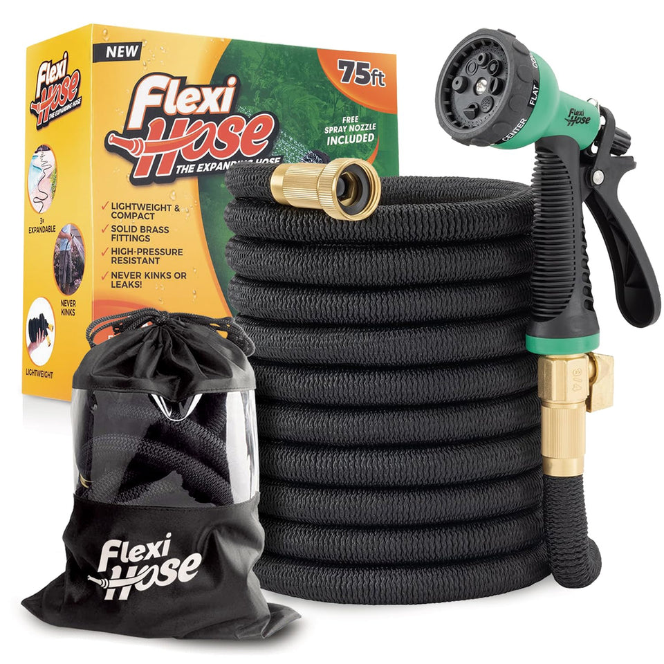 Flexi Hose Plus 75ft expanded reach eases watering across large beds.
