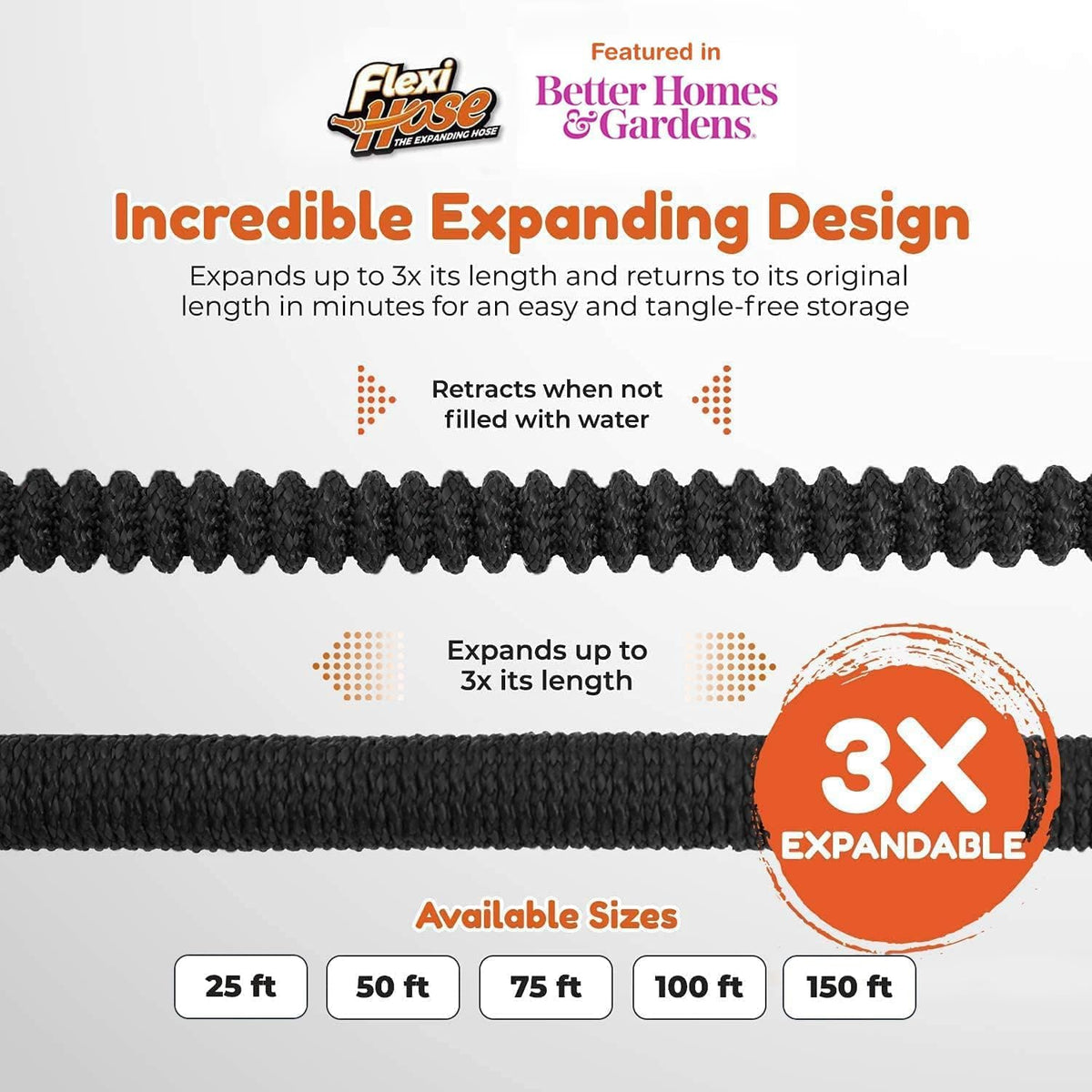 Flexi Hose Plus eight-pattern nozzle for versatile watering and cleaning tasks.