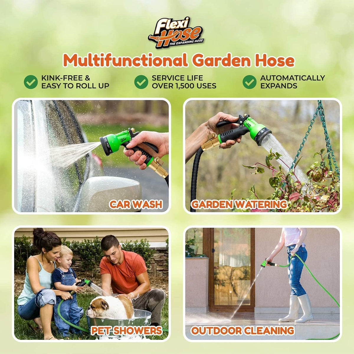 Flexi Hose Plus retractable design quickly coils for neat storage.