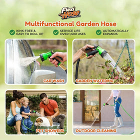 Flexi Hose Plus retractable design quickly coils for neat storage.