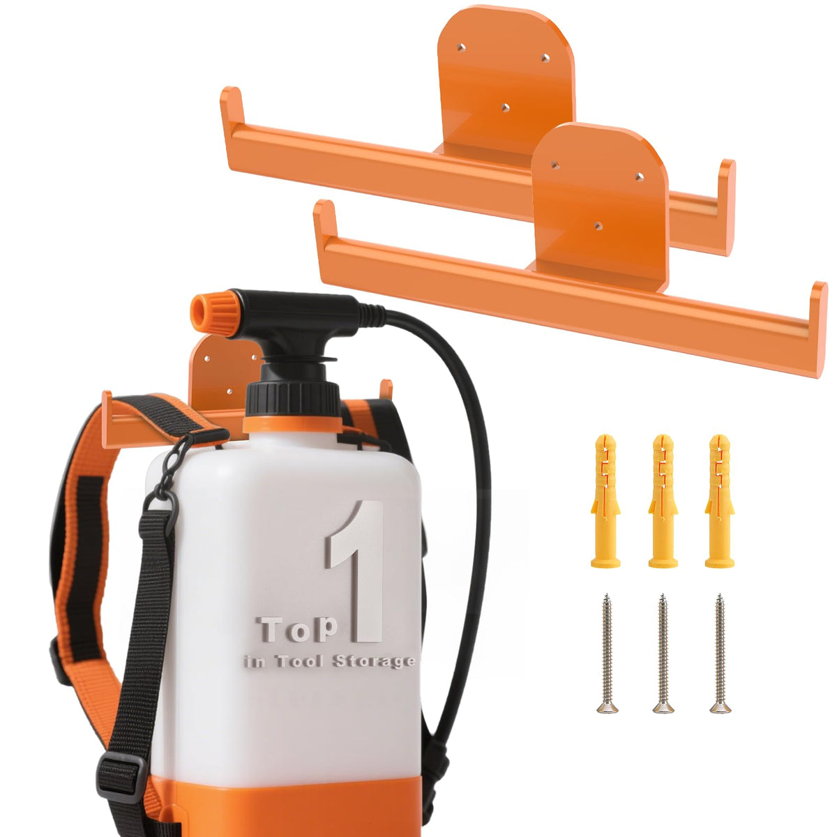 FLEXI RODS backpack blower hanger keeps equipment off the floor and organized.