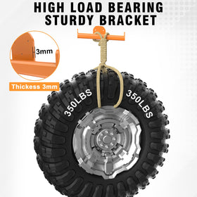 FLEXI RODS weed eater hanger safely stores heavy tools in the shop.