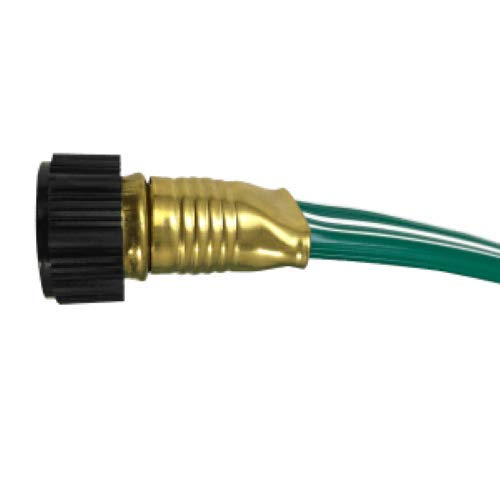 Flexon hose stripes down for soaking, ideal for deeper irrigation.
