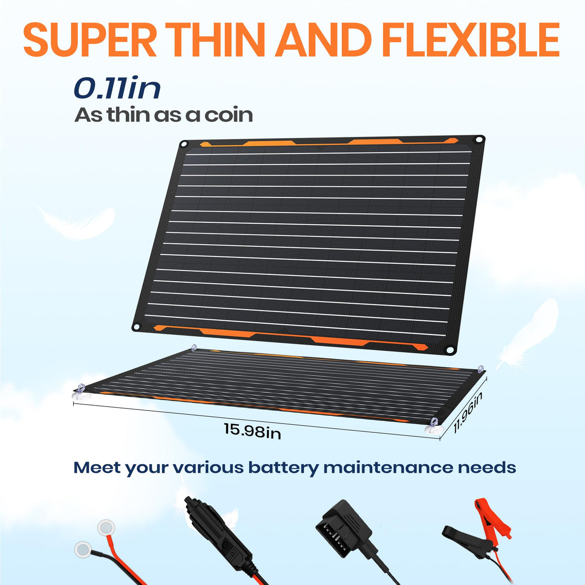 FlexSolar cigarette-lighter plug enables quick, portable charging for vehicles.