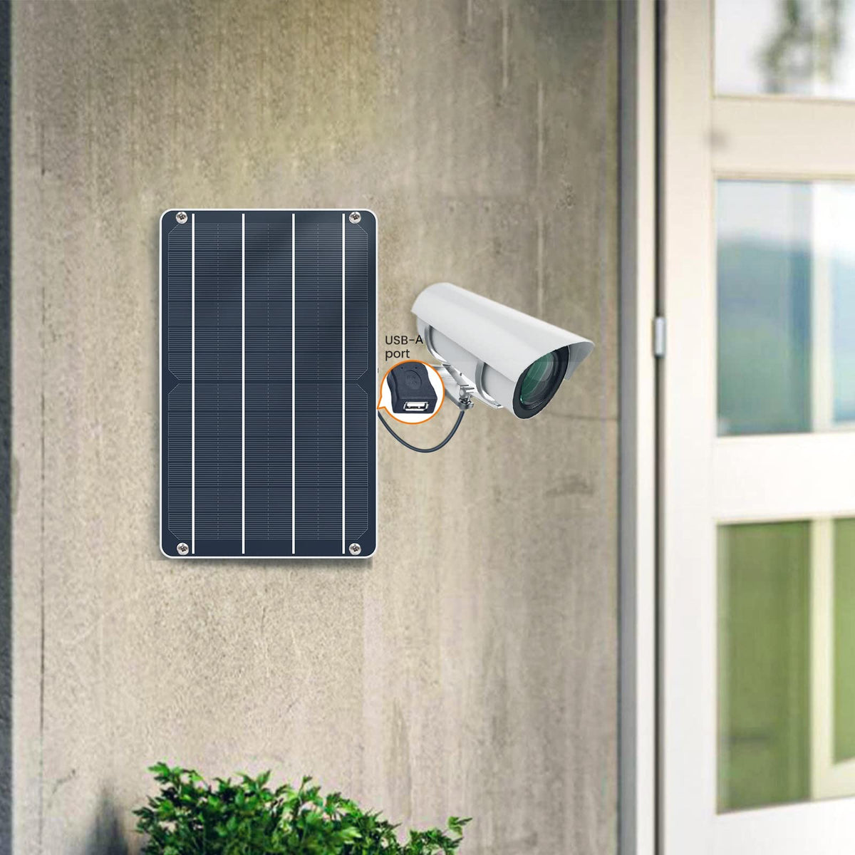 FlexSolar 6W mini panel wall-mount setup for convenient outdoor charging.
