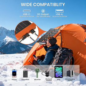 FlexSolar USB-A port offers universal compatibility for phones and accessories.