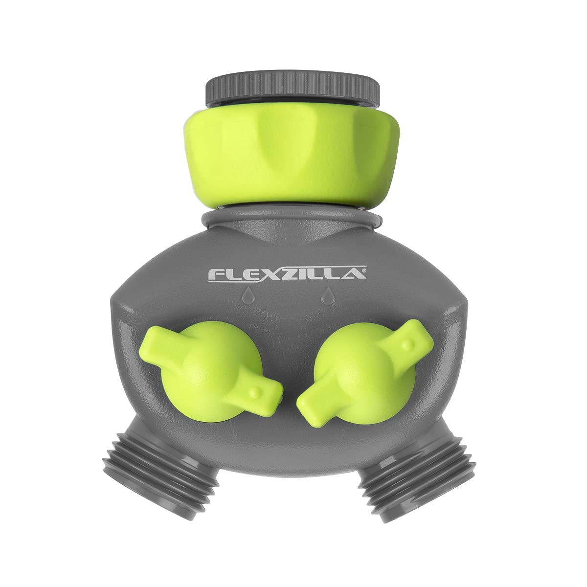 Flexzilla 2-Way Hose Splitter front view with dual valves for independent hose control.