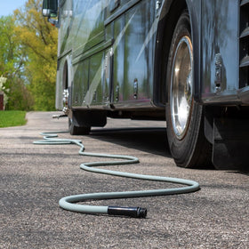 Flexzilla Colors Garden Hose 50ft slate-gray abrasion-resistant outer cover in action