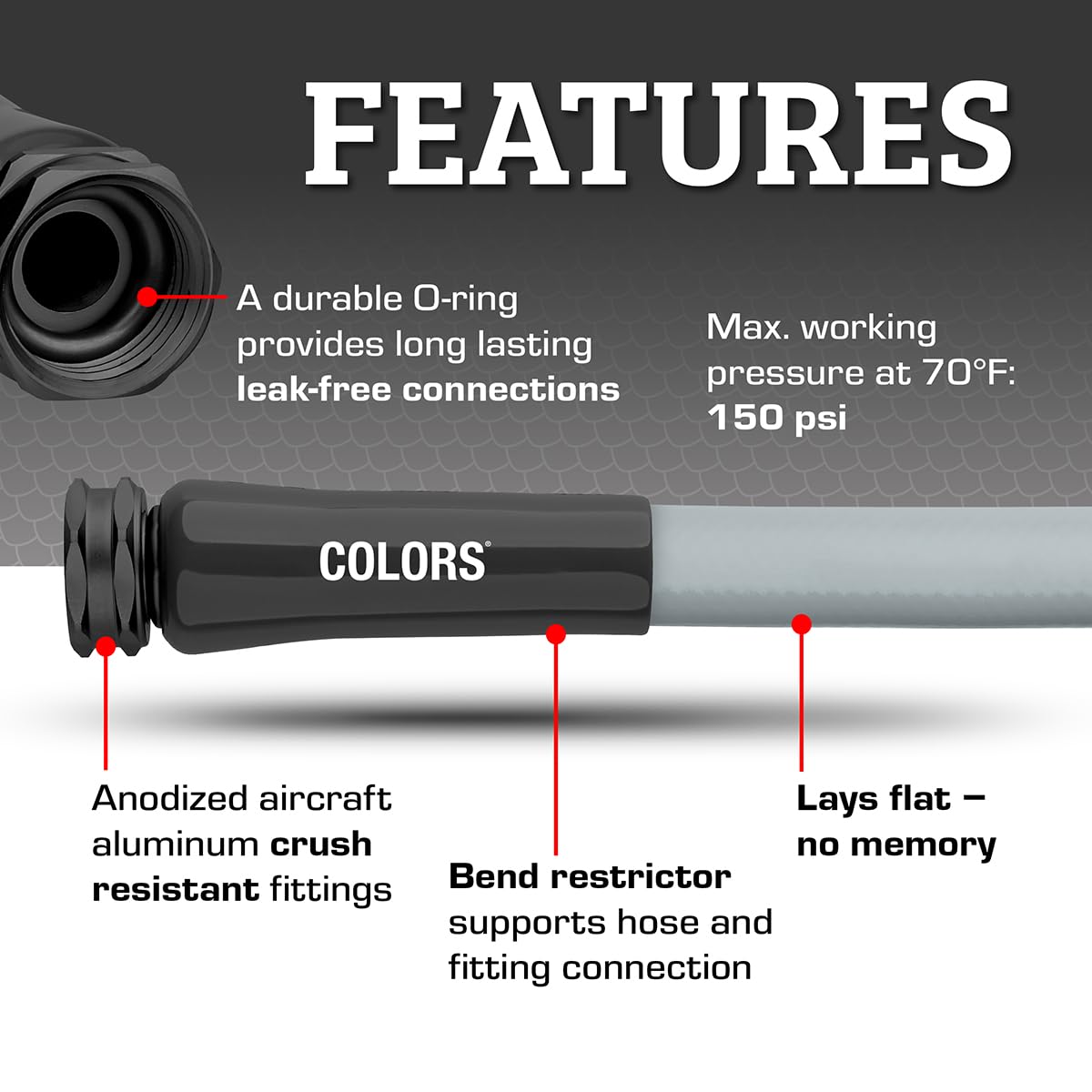 Flexzilla Colors Garden Hose 50ft slate-gray connected to spigot with leak-free performance