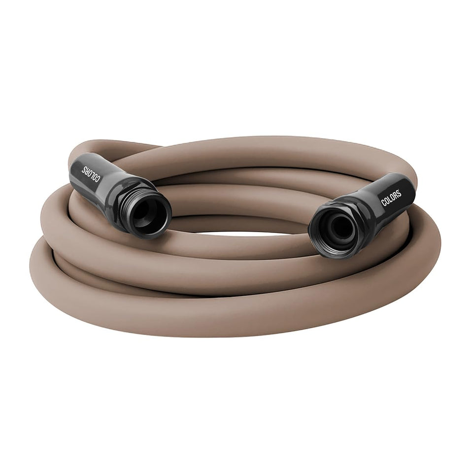 Flexzilla Colors lead-in brown mulch hose coiled for easy storage and use.