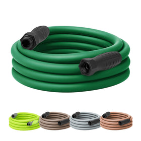 Flexzilla Colors SwivelGrip garden hose in forest green, ready for yard watering.