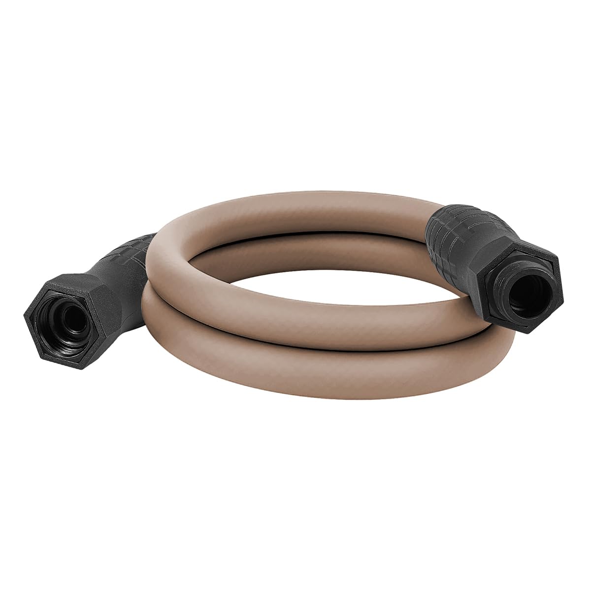 Flexzilla Colors SwivelGrip hose in brown mulch, lightweight ease for watering tasks.