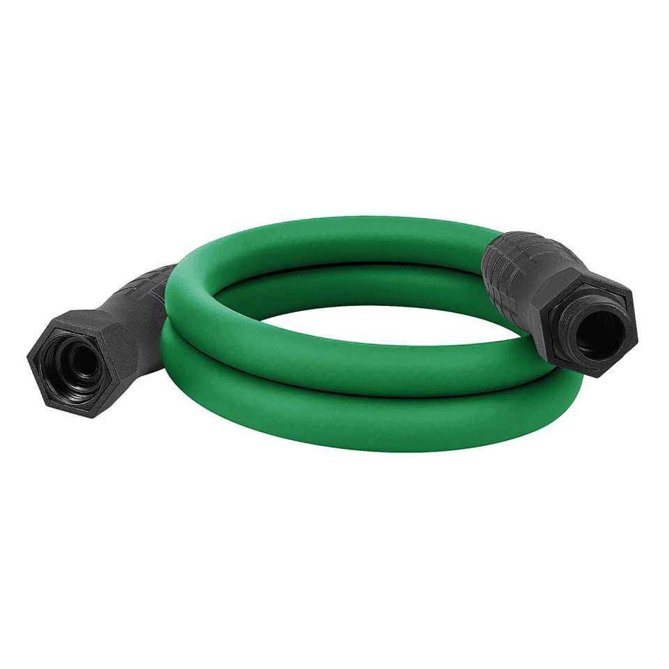 Flexzilla Colors SwivelGrip hose in forest green showing leak-free ends for reliable watering