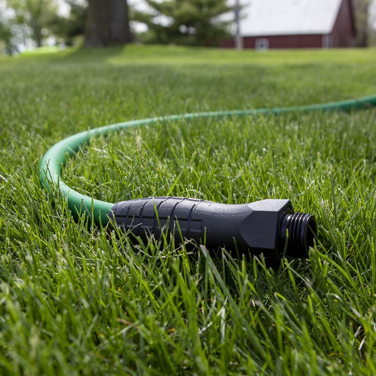 Earth-tone colors blend with garden scenery for a natural look.