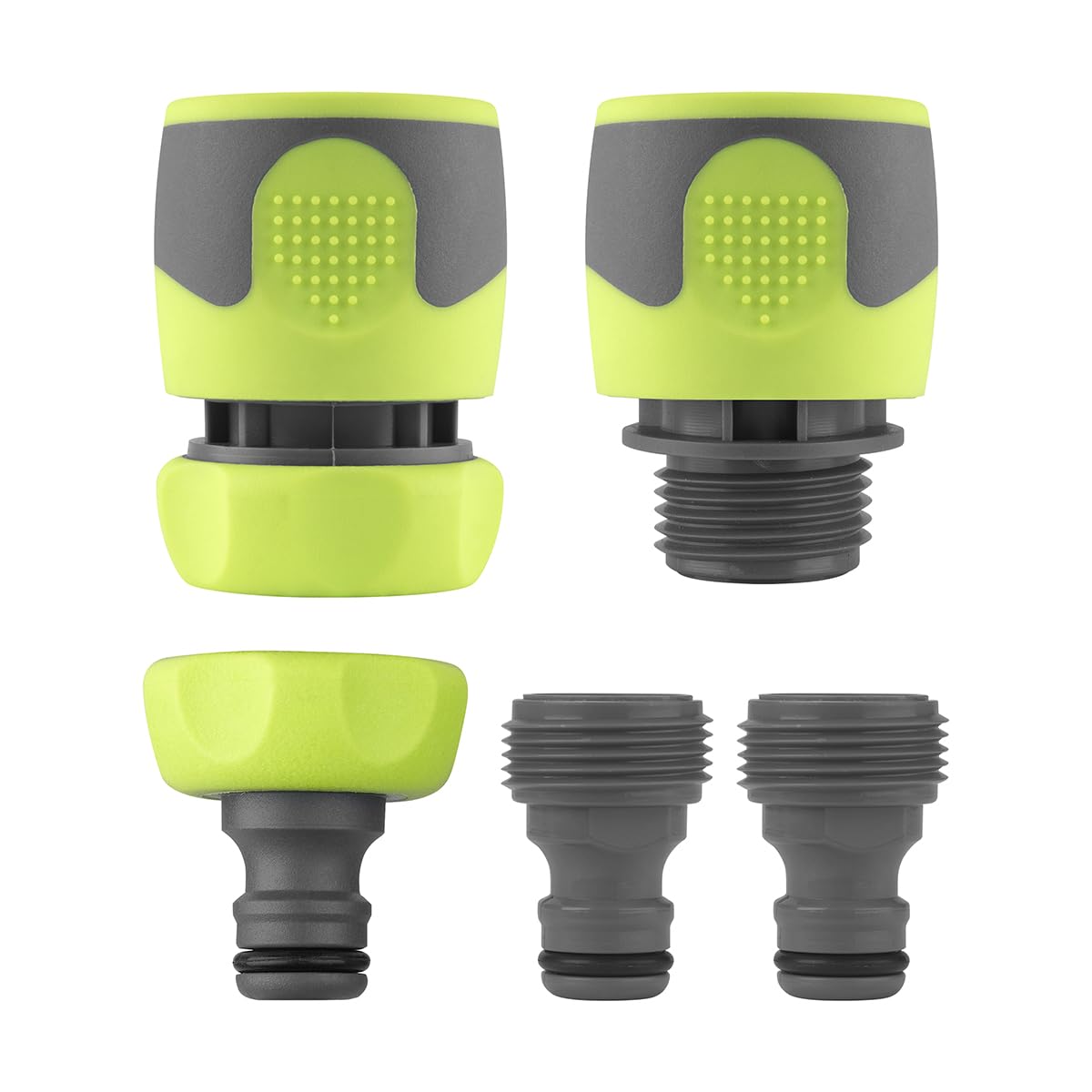 Flexzilla Flow-Stop coupler female close-up shows splash-free setup